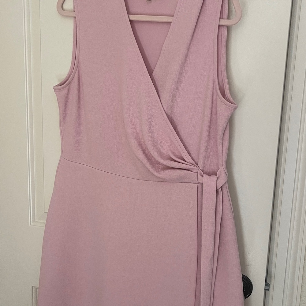 Elegant Pink Sleeveless Wrap Dress